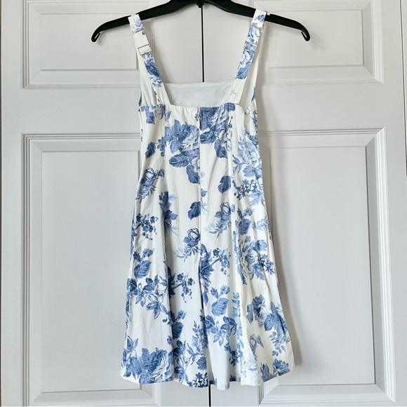 Abercrombie & Fitch Stretch A-Line Mini Dress Floral Blue and White Dress xxsp - Picture 3 of 6